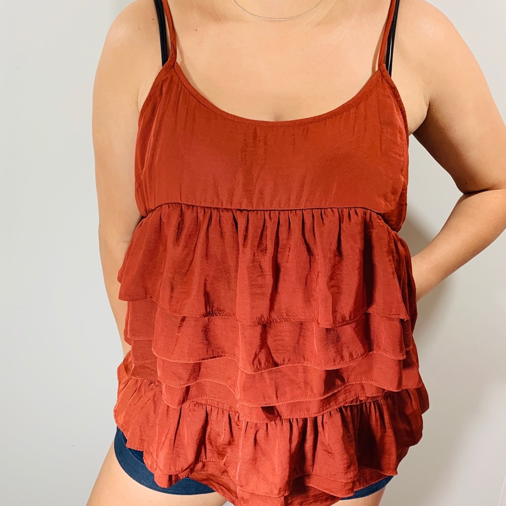 WHOWHATWEAR Layered Tank Top Burnt Orange L